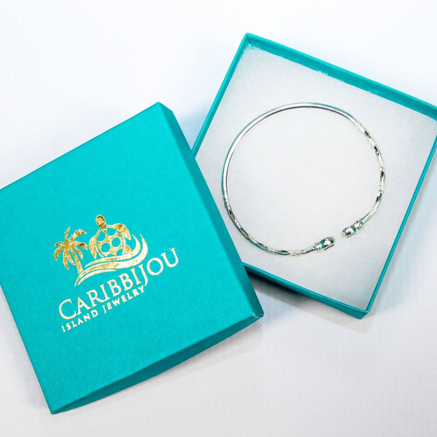 Medium Bangle with White CZ April Birthstone - Bangle - Caribbijou Island Jewellery