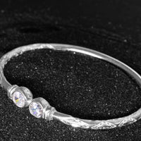 Medium Bangle with White CZ April Birthstone - Bangle - Caribbijou Island Jewellery