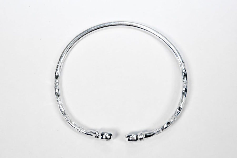 Medium Bangle with White CZ April Birthstone - Bangle - Caribbijou Island Jewellery