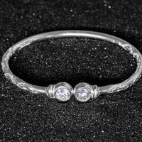 Medium Bangle with White CZ April Birthstone - Bangle - Caribbijou Island Jewellery