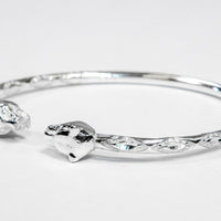 Medium Panther Heads Bangle with Diamante Pattern - Bangle - Caribbijou Island Jewellery