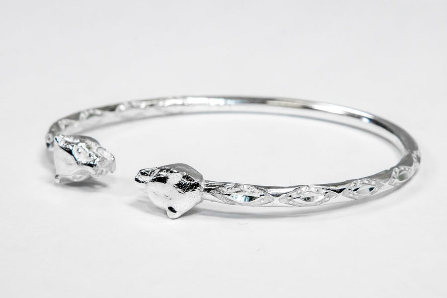 Medium Panther Heads Bangle with Diamante Pattern - Bangle - Caribbijou Island Jewellery