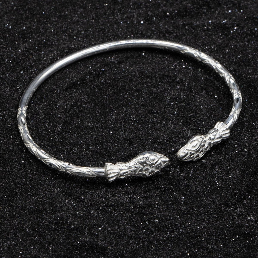 Medium Snake Heads Bangle with Diamante Pattern - Bangle - Caribbijou Island Jewellery