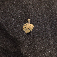 Monstera Tropical Leaf Pendant in 14 KT Yellow Gold - Caribbijou Island Jewellery