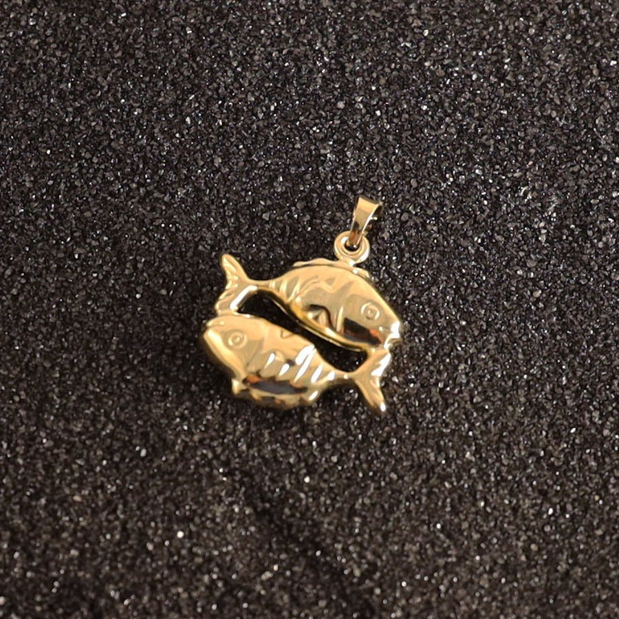 Pisces Zodiac Astrology Pendant in 14 KT Yellow Gold - Caribbijou Island Jewellery