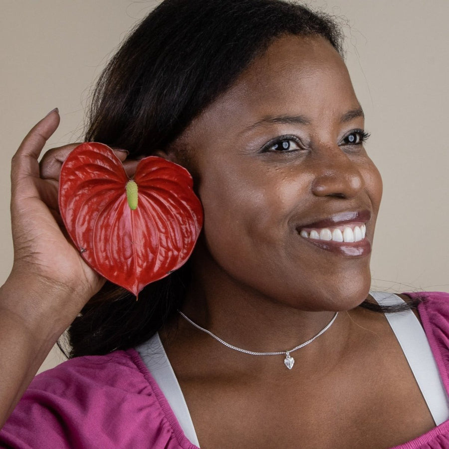 Small Anthurium Flower Pendant with Chain - Pendent - Caribbijou Island Jewellery