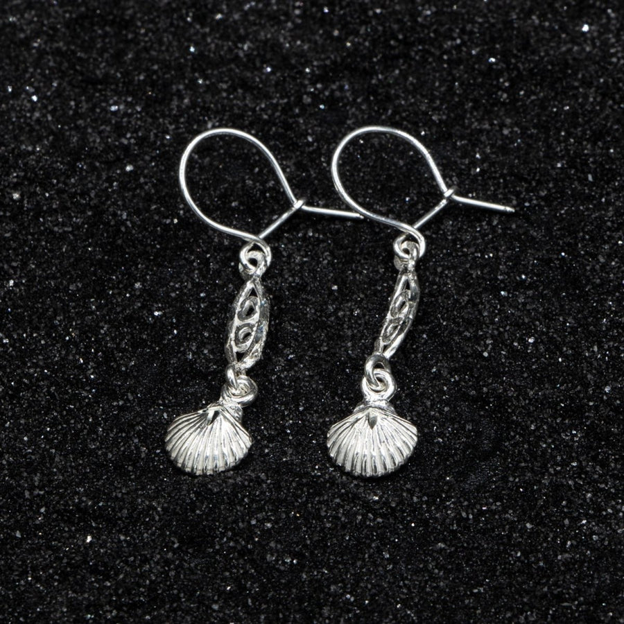 Small Clam with extender Bar Long Earring - Earring - Caribbijou Island Jewellery