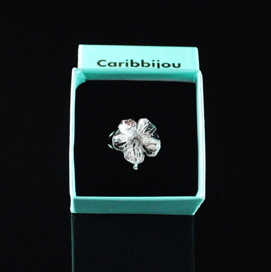 Solid Large Hibiscus Flower Ring - Ring - Caribbijou Island Jewellery