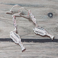 St. Kitts Map Hanging Long Earring by Caribbijou - Earring - Caribbijou Island Jewellery