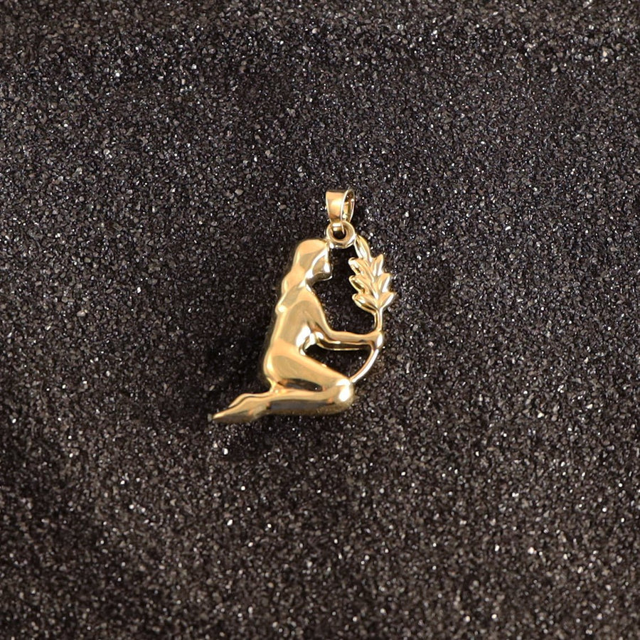 Virgo Zodiac Astrology Pendant in 14 KT Yellow Gold - Caribbijou Island Jewellery